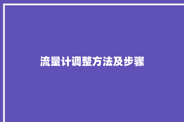 流量计调整方法及步骤