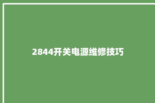 2844开关电源维修技巧