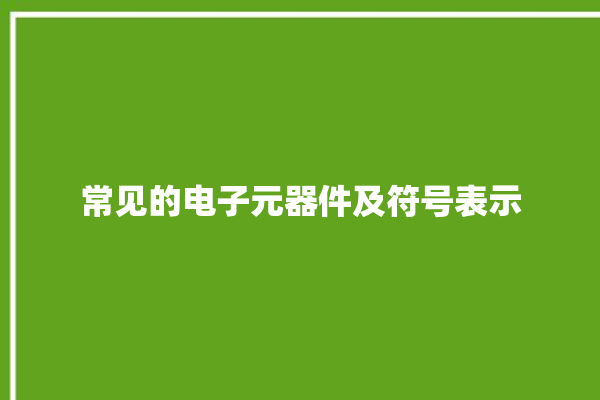 常见的电子元器件及符号表示