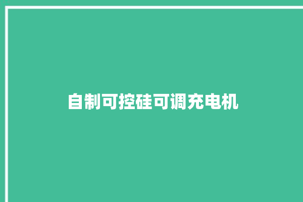 自制可控硅可调充电机