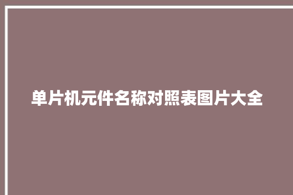 单片机元件名称对照表图片大全