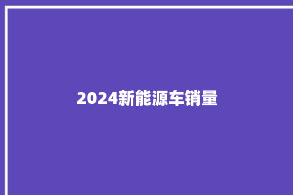 2024新能源车销量