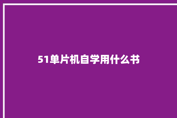 51单片机自学用什么书