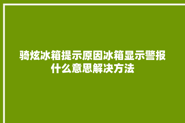 骑炫冰箱提示原因冰箱显示警报什么意思解决方法