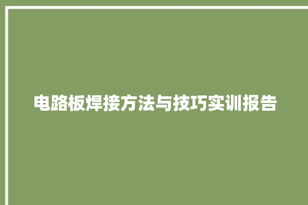 电路板焊接方法与技巧实训报告