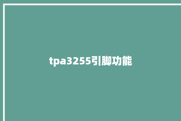 tpa3255引脚功能