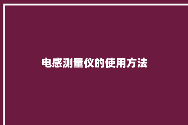 电感测量仪的使用方法