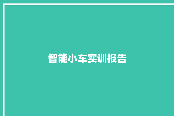 智能小车实训报告