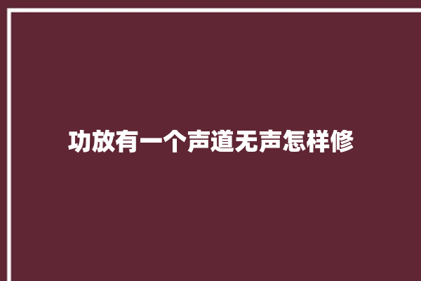 功放有一个声道无声怎样修