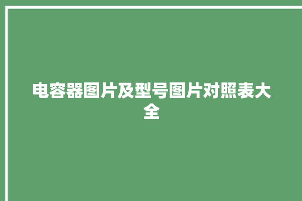 电容器图片及型号图片对照表大全