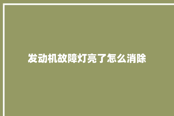 发动机故障灯亮了怎么消除