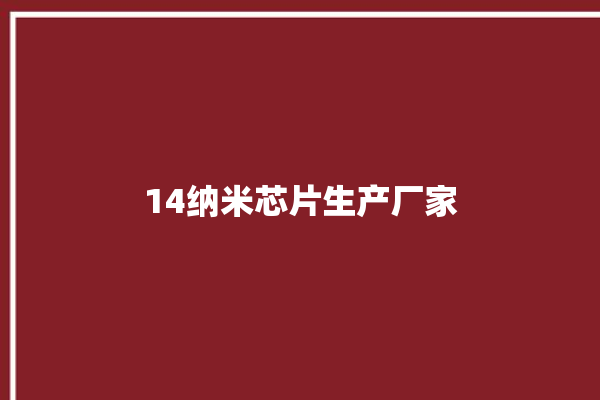 14纳米芯片生产厂家