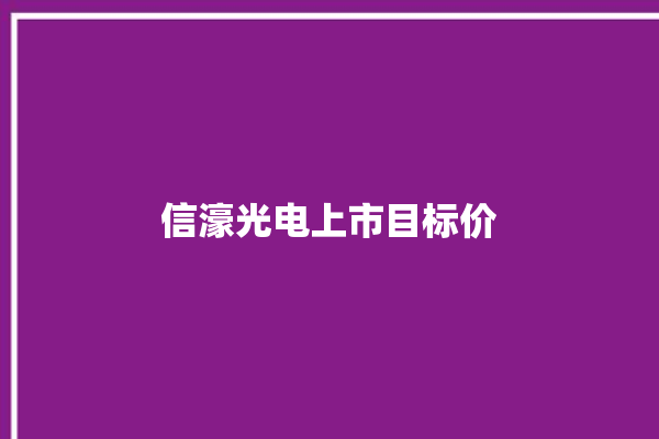 信濠光电上市目标价