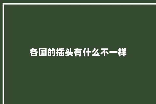 各国的插头有什么不一样