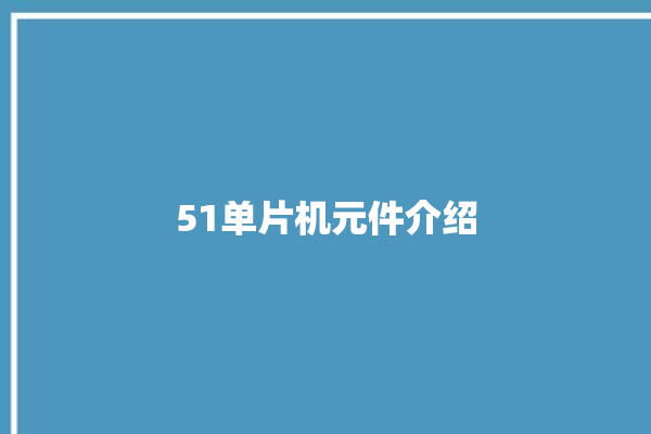 51单片机元件介绍