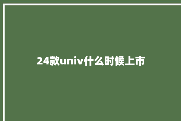 24款univ什么时候上市