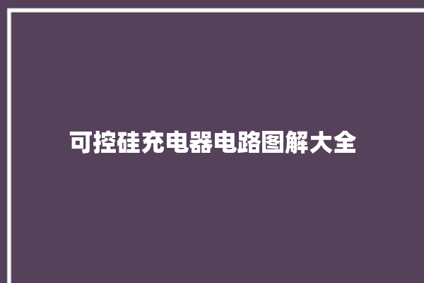 可控硅充电器电路图解大全