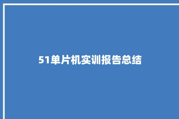 51单片机实训报告总结