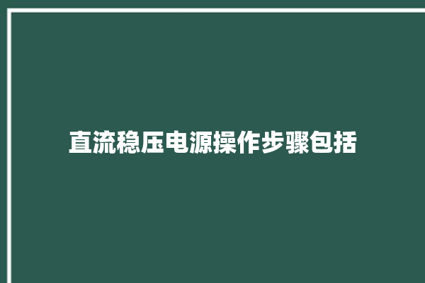 直流稳压电源操作步骤包括