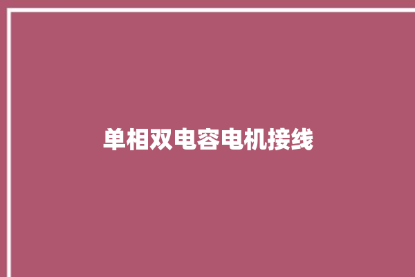 单相双电容电机接线