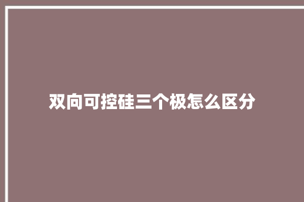 双向可控硅三个极怎么区分