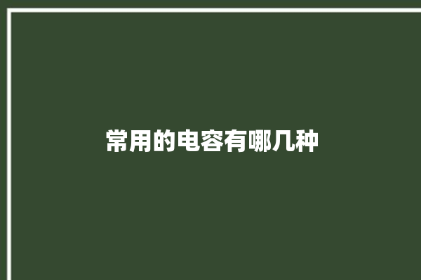 常用的电容有哪几种