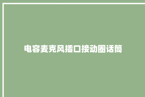 电容麦克风插口接动圈话筒