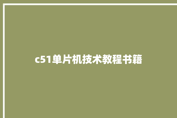 c51单片机技术教程书籍