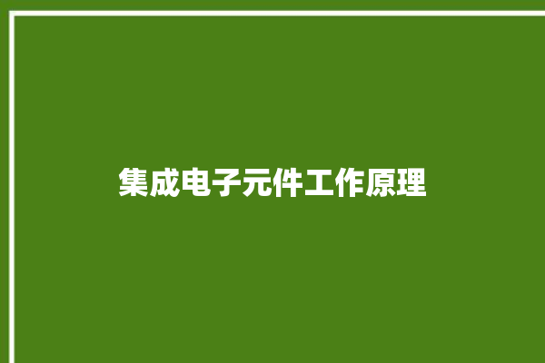 集成电子元件工作原理