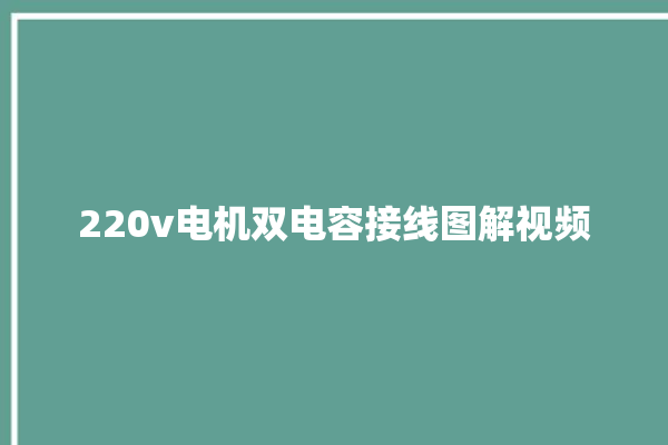 220v电机双电容接线图解视频