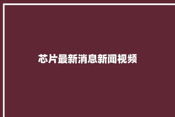 芯片最新消息新闻视频