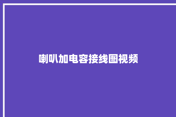 喇叭加电容接线图视频