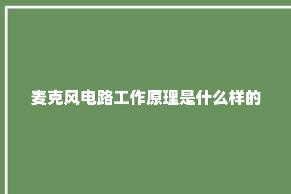 麦克风电路工作原理是什么样的