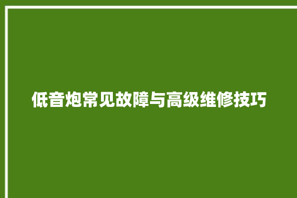 低音炮常见故障与高级维修技巧