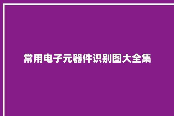 常用电子元器件识别图大全集