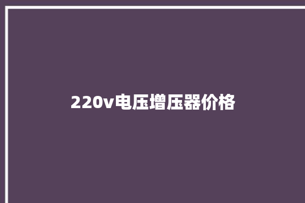 220v电压增压器价格