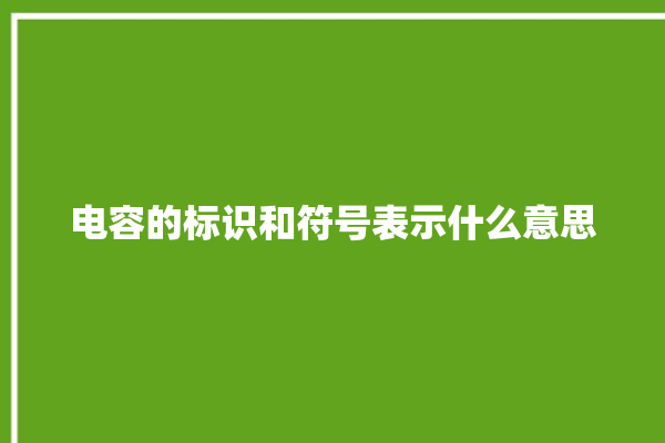 电容的标识和符号表示什么意思