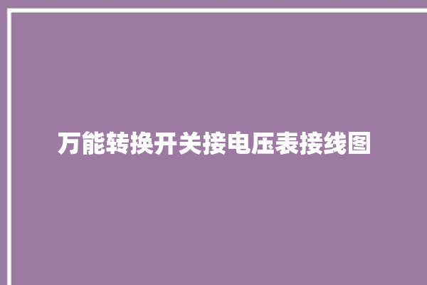 万能转换开关接电压表接线图