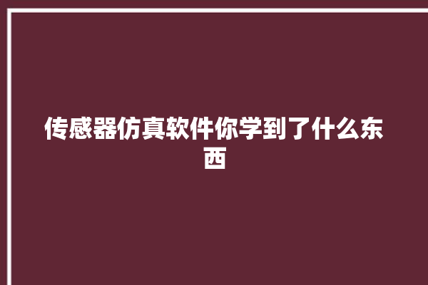 传感器仿真软件你学到了什么东西