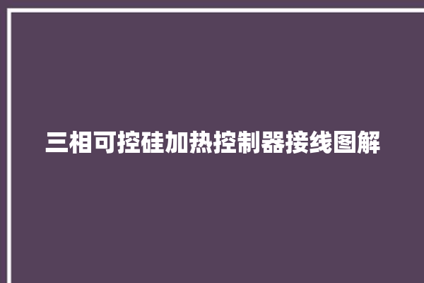 三相可控硅加热控制器接线图解