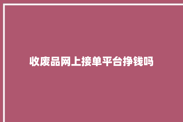 收废品网上接单平台挣钱吗