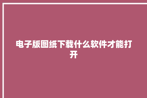 电子版图纸下载什么软件才能打开