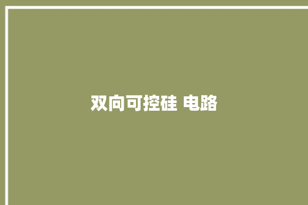 双向可控硅 电路