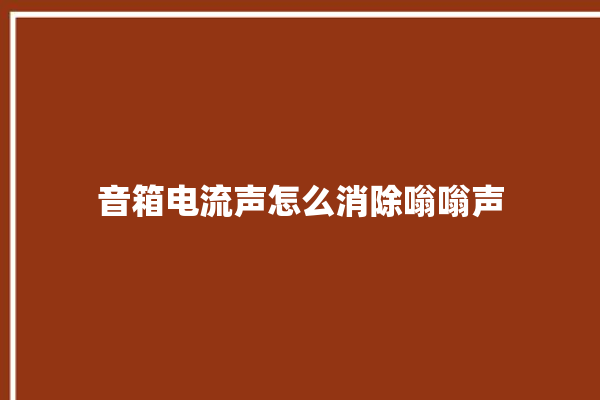 音箱电流声怎么消除嗡嗡声