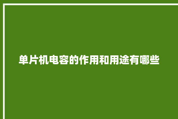 单片机电容的作用和用途有哪些