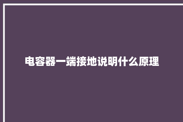 电容器一端接地说明什么原理