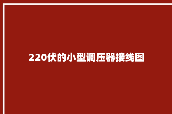 220伏的小型调压器接线图