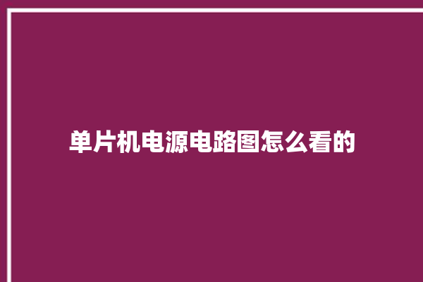 单片机电源电路图怎么看的