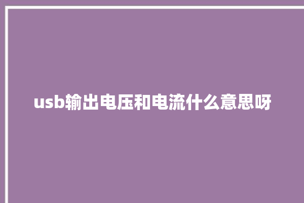 usb输出电压和电流什么意思呀