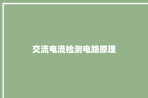 交流电流检测电路原理